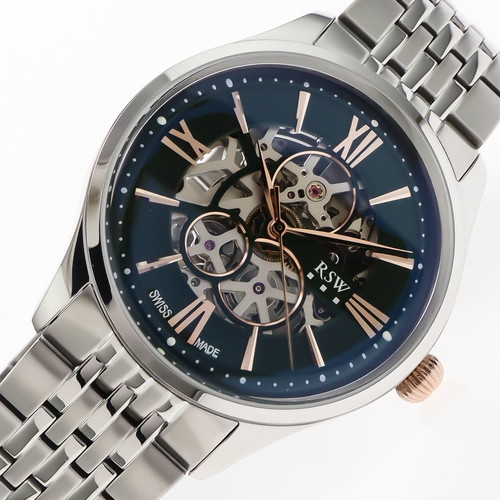 RSW Romeo Skeleton automatic watch new, 45mm, black and blue