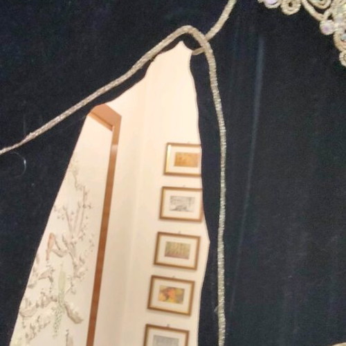 Baroque velvet dress with gold embroidery, maxi formalwear