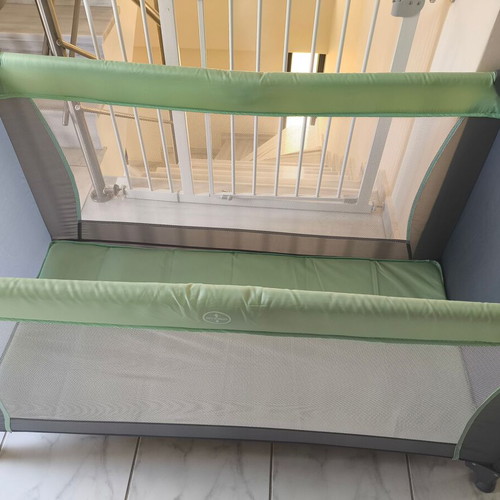 Lupilu travel playpen with carrying bag, grey and green