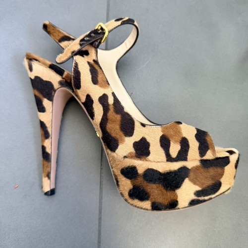 Prada animal print platform sandals