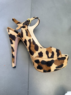 Prada animal print platform sandals