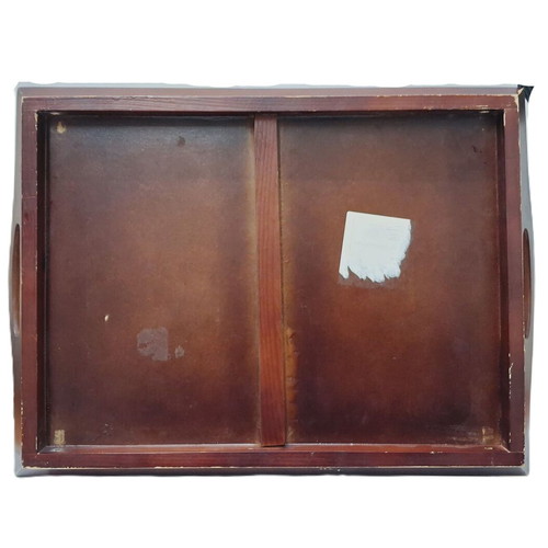Vintage wooden tray with sunflower rustic decor used