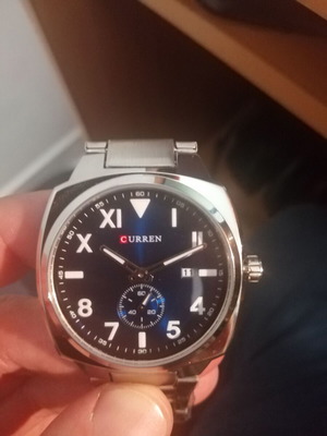 Curren 8472 men's watch new silver blue with metal bracelet