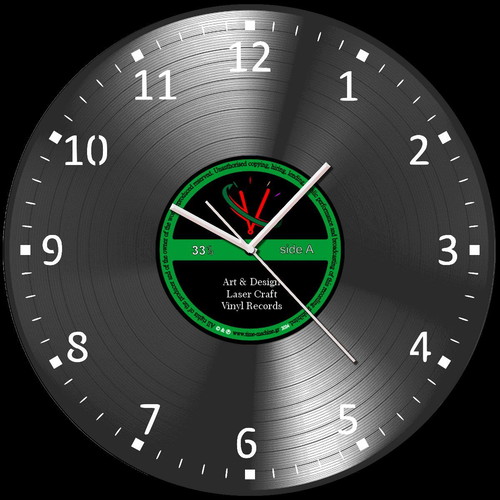 Time-machine wall clock new, analog, vinyl record 30x30 cm