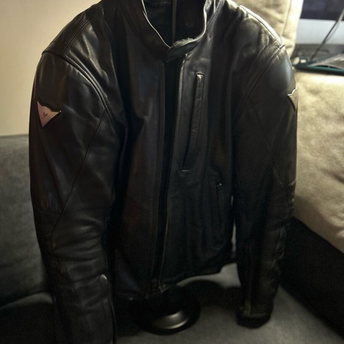 Dainese Black Leather Motorcycle Jacket used, size 46