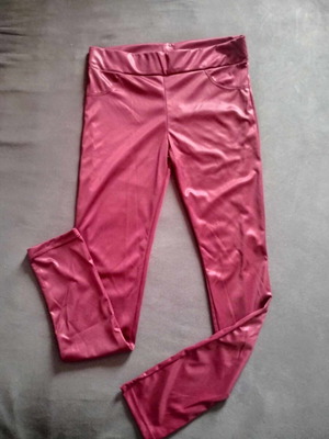 Red shiny women's leggings pants size S like new