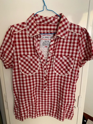 Devergo checked shirts used, short sleeve, XS-S, red