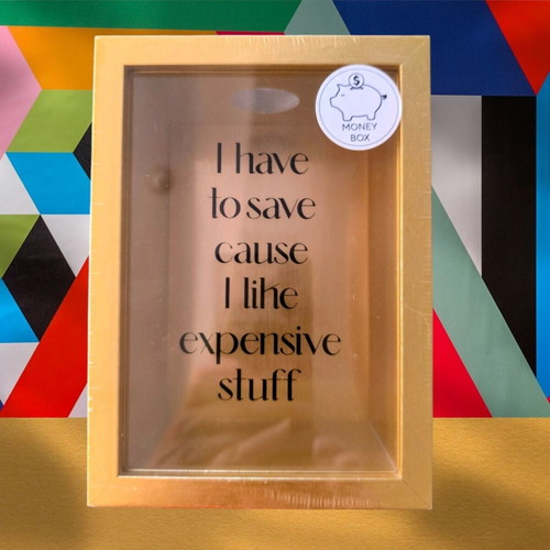 Money Box Gold Frame New with Glass Front