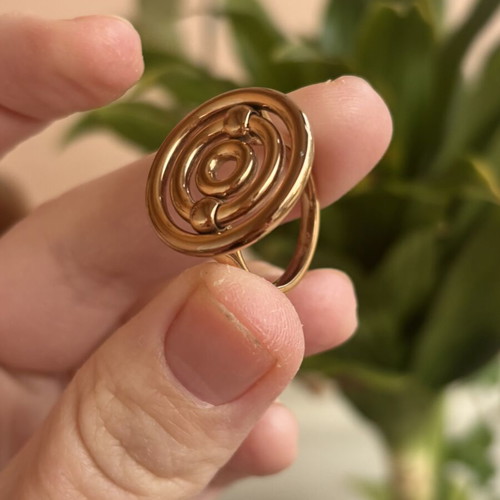 Folli Follie ring pink gold with concentric circles like new