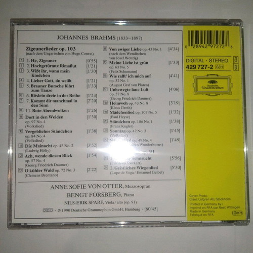 Johannes Brahms Lieder CD used, classical music
