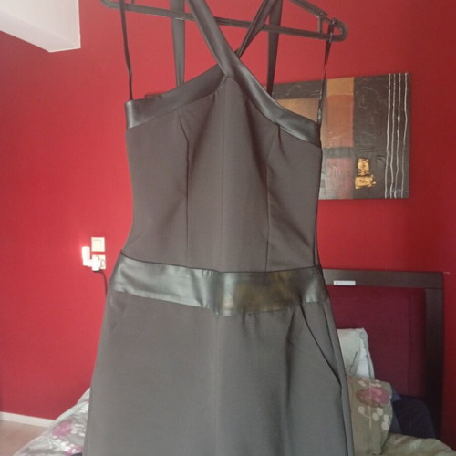 Black backless jumpsuit with leather straps like new, size S