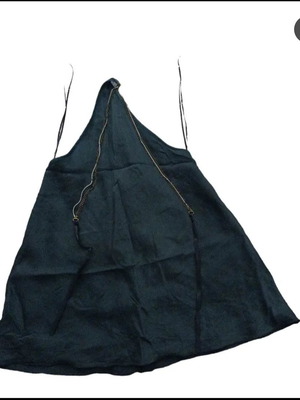 Satin blouse used, ash color, size S, with chain neck detail
