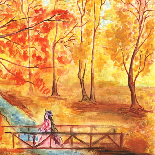 Watercolor painting Golden Autumn new