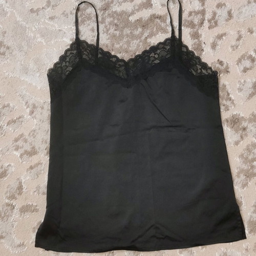 Satin blouse with lace black like new size M
