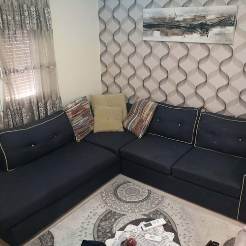Corner sofa blue with pillows like new