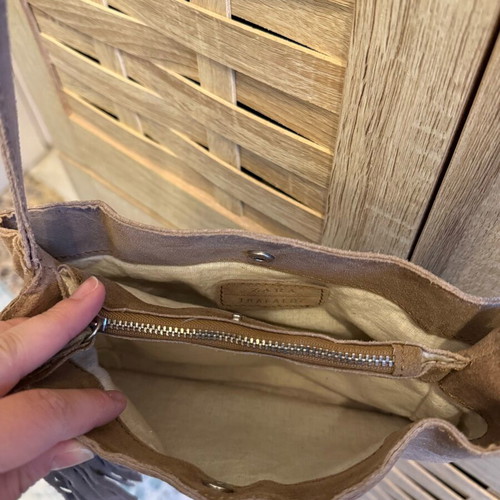 Suede Zara crossbody bag like new, beige