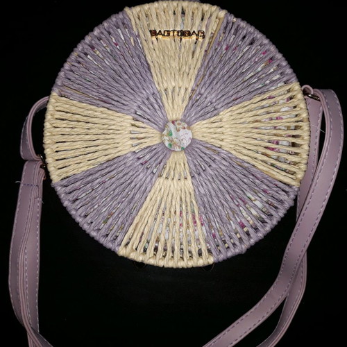 Bag to Bag γυναικεία τσάντα ώμου στρογγυλή καινούργια, μωβ-μπεζ