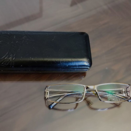 Versace eyeglasses metal frame silver used with embossed Medusa and case