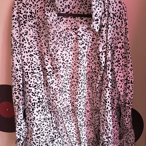 Leather jacket set Celestino small with leopard shirt and black cardigan like new