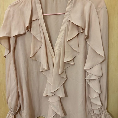 Zara shirt pink beige with ruffles like new, oversized fit