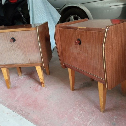 Formica bedside tables used, set of 2 vintage