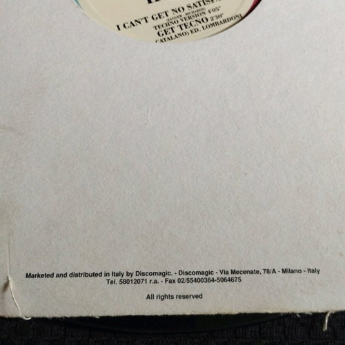Hustler I Can't Get No Satisfaction 12" single used, electronic