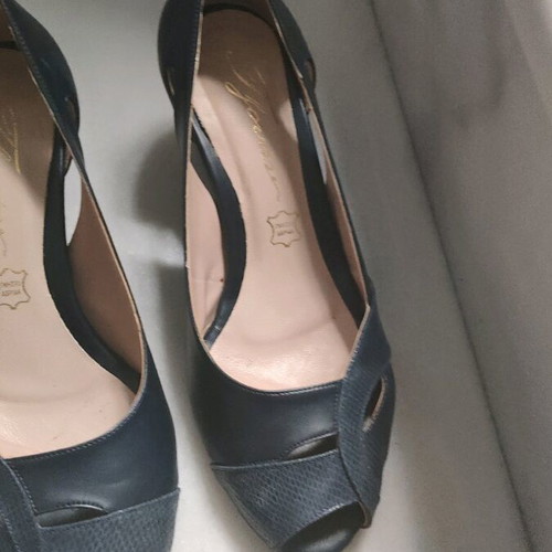 Mules dark blue leather like new, size 40, low heel