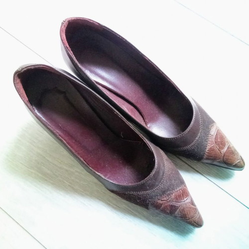 Leather pumps like new, brown, size 37, 6 cm heel