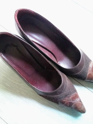Leather pumps like new, brown, size 37, 6 cm heel