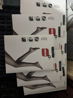 Belinda City 10 den tights pack of 6, graphite M, new