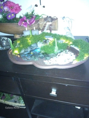 Handmade fountain with landscape and LED lighting