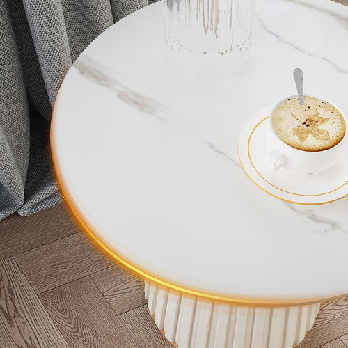 Modern luxury side table with shiny sintered stone, new
