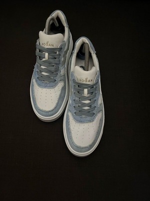 Hogan H630 Leather-Denim Sneakers Women’s very good, white and light blue