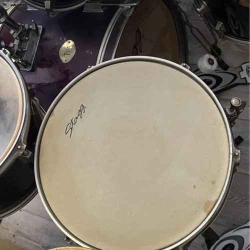 Stagg drum set used, complete with bass drum, toms, snare and cymbals