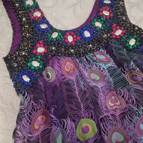 Custo Barcelona silk dress with stone details, size 1, new