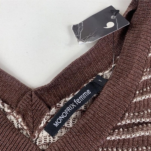 Monoprix Knit Womens Vest Brown New Viscose Size S