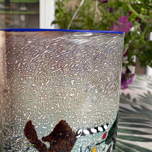 Costa Boda Crystal Vase like new with Animal Print design