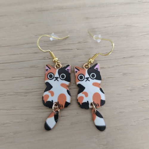 Tricolor Cat Earrings new
