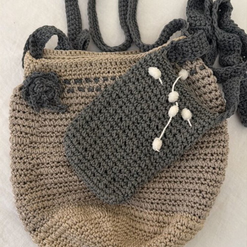 Handmade knitted crossbody bags, set of 2