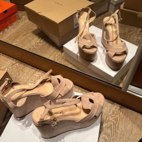 Sante platform sandals, pink suede, size 38