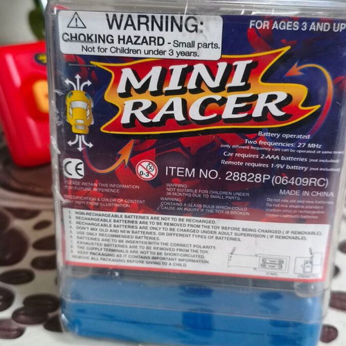 Electric toy cars with controllers, red and blue, sealed set of 2