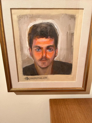 Маслена картина портрет на млад мъж от Андреас Схинохоритис с рамка 30x40