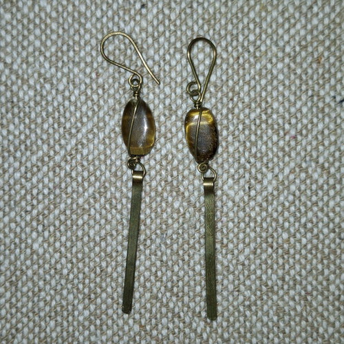 Tiger earrings handmade like new with tiger's eye stone
