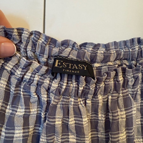 Italian Viscose Tunic checked blue white like new