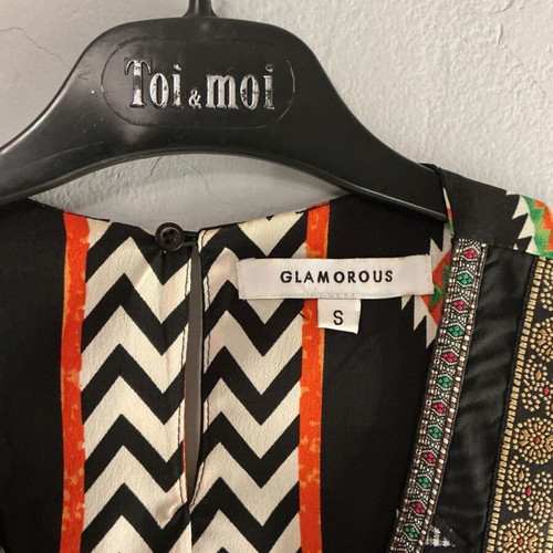 Boho sleeveless top Glamorous size S like new, multicolor