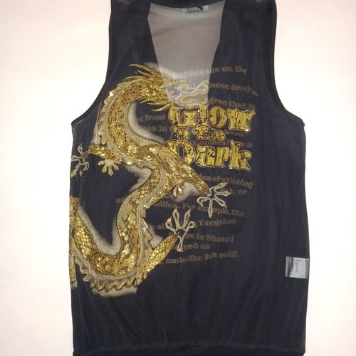 Lynne Sleeveless blouse used, black with gold