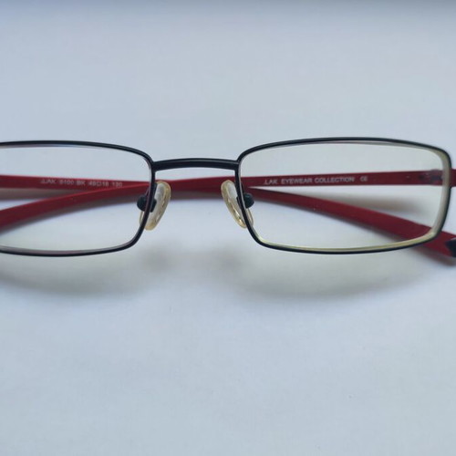 Metal eyeglass frame LAK Lakis Gavalas Collection like new, black-red