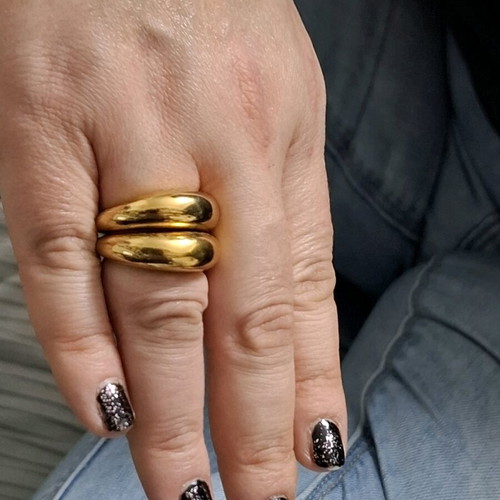 Steel ring veraki new, gold color, size 55