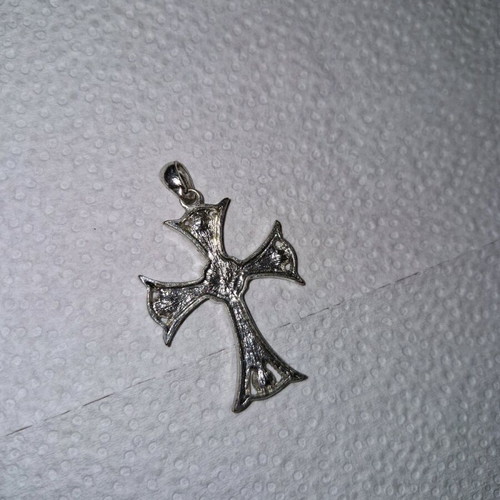 Fwo chantra cross for necklace silver with rhinestones used, missing one