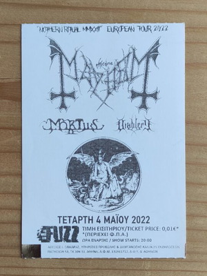 Mayhem Mortiis concert ticket like new, 4-5-2022